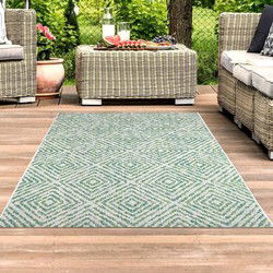 Lora Buitenkleed Geruit Groen vloerkleed - Voor Binnen & Buiten - 120 X 170 CM