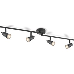 Moderne LED Opbouwspot Cilindro - Zwart - 81/9.5/16.2cm - Dimbaar - plafonniere gemaakt van metaal - inclusief LED lichtbron - GU10 fitting - 5W - 390lm - 3000K - warm wit licht