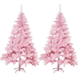 2x stuks kunst kerstbomen/kunstbomen roze 180 cm - Kunstkerstboom