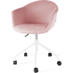Nout bureaustoel wit - Zacht roze gestoffeerde zitting met armleuningen