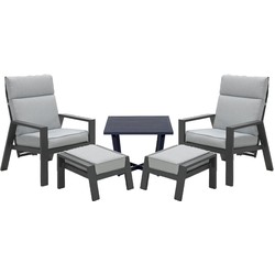 Garden Impressions Lora loungestoelen incl. voetenbank met Kent bijzettafel 47,5x47,5 - licht grijs