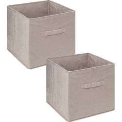 5Five Opbergmand - 2x - Beige - 31x31x31 cm - 29L - Opvouwbaar - Opbergmanden