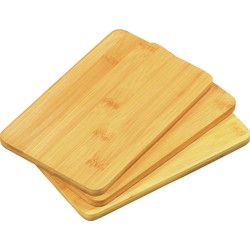 Kesper Ontbijtplankjes set 3x stuks - bamboe hout - 22 x 14 cm - lichtbruin - Snijplanken
