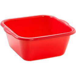Plasticforte teiltje/afwasbak - vierkant - kunststof - 6 liter - 31 x 29 x 13 cm - Rood - Afwasbak