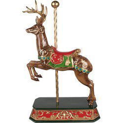 Clayre & Eef Beeld Rendier 35x18x56 cm Bruin Polyresin Kerstdecoratie