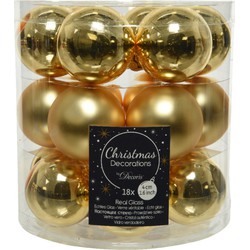 Decoris Kleine kerstballen - 18x st - goud - D4 cm - glas - Kerstbal