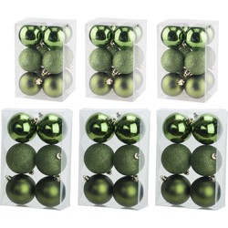 Kerstversiering set kerstballen appelgroen 6 en 8 cm - 54x stuks - Kerstbal