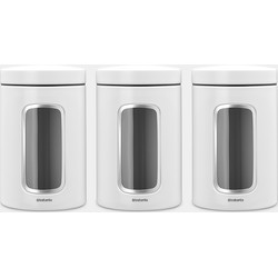 Window Canister Set of 3 Pieces, 1.4 litre - White