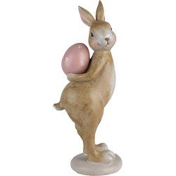 Clayre & Eef Decoratie Beeld Konijn 10x12x31 cm Beige Kunststof