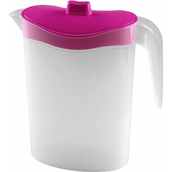 Waterkan/sapkan met deksel in roze - 1,5L - kunststof - Schenkkannen