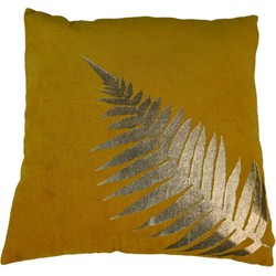 Sierkussen met print - 45x45 - Mosterdgeel/goud - Velvet