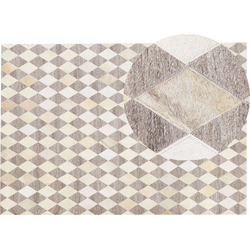 Beliani SESLICE - Patchwork-Beige-Jacquard, Koeienhuid leer