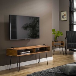 D - Hoyz - TV-meubel Quadro - 2 Vakken - Massief Acaciahout - 110x35x45