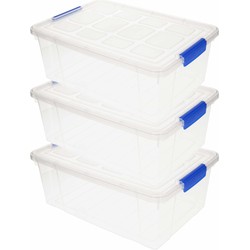 3x Opbergbakken/organizers met deksel 9 liter 37 cm transparant - Opbergbox