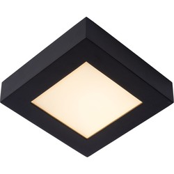 Waterdichte plafondlamp 16,8cm vierkant zwart dim 15W 3000K IP44