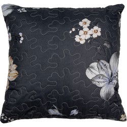 Clayre & Eef Kussenhoes Grijs Beige Polyester Bloemen