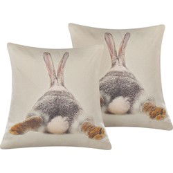 BUXUS  - Sierkussen set van 2 - Taupe - 45 x 45 cm - Polyester