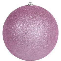 1x Roze grote decoratie kerstballen met glitter kunststof 25 cm - Kerstbal