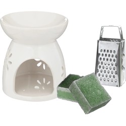Amberblokjes/geurblokjes cadeauset - dennen - inclusief geurbrander en mini rasp - Geurbranders
