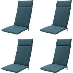 Madison -  Tuinstoelkussen Hoge Rug Sea blue canvas eco+ - Ca. 120x50 cm - Set van 4