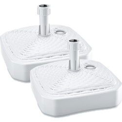 Prosperplast Parasolvoet - 2x - vierkant - rotan - wit - 12 l - Parasolvoeten