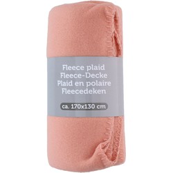 Polyester fleece deken/dekentje/plaid 170 x 130 cm zalm roze - Plaids