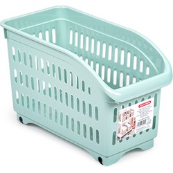 Plasticforte opberg Trolley Container - mintgroen - op wieltjes - L30 x B15 x H18 cm - kunststof - Opberg trolley