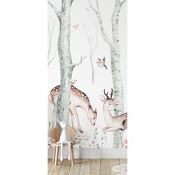 Behang kinderkamer Herten in het bos 140 cm breed x 260 cm hoog - Walloha