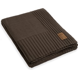 Knit Factory Uni Gebreid Plaid XL - Woondeken - Kleed - Dark Taupe - 195x225 cm