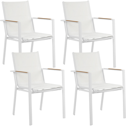 BUSSETO  - Tuinstoel set van 4 - Wit - Aluminium