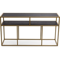 Stalux Side-table 'Teun' 150cm, kleur goud / zwart eiken