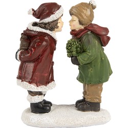 Clayre & Eef Kerstdecoratie Beeld Kinderen 12 cm Rood Groen Kunststof