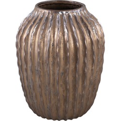 PTMD Bodi Bronze ceramic pot round bulb ribbed L
