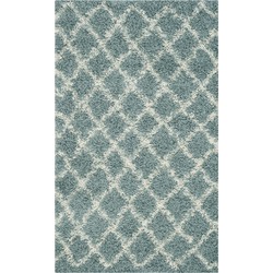 Safavieh Shaggy Indoor Woven Area Rug, Dallas Shag Collection, SGD258, in Seafoam & Ivory, 91 X 152 cm