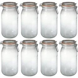 8x Luchtdichte weckpotten transparant glas 2 liter - Weckpotten