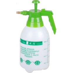 Sunnydays Plantenspuit met hoge druk sproeier - kunststof - 2 liter - wit/groen - Plantenspuiten