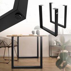 Set van 2 tafelframes B70xH74 cm in U-vorm metaal zwart ML design