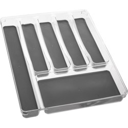 Decopatent® Bestekbak 6 Vaks - Besteklade Organizer - Anti Slip Inleg - Bestek Opbergbak Bestekcassette - Transparant - 32x40x4.5