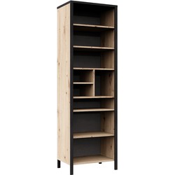 Bibliotheek 9 planken decor eiken en donkergrijs Inloft - L54,5 x H198 cm