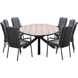Garden Impressions Aleria tuinset 9-delig - Tulli tuintafel 280x140xH75 cm - light teak vironwood