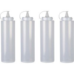 Urban Living Doseerfles/sausfles - 4x - kunststof - met schenktuit - 1000 ml - 28 cm - Garneergerei