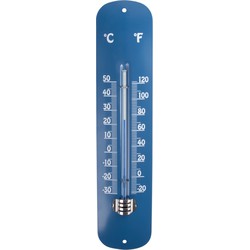 Esschert design thermometer - voor binnen en buiten - denimblauw - 30 x 7 cm - Celsius/fahrenheit - Buitenthermometers