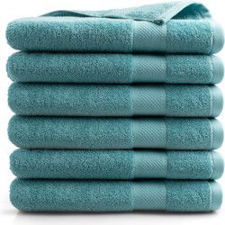 DoubleDry Handdoeken Set 70 x 140 cm - 6 stuks - 100% zacht katoen 500 g/m2 - 6x Denimblauw