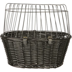 TRIXIE WILGEN FIETSMAND VOOROP ZWART MET KUSSEN EN KAP 50X41X35 CM