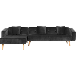 VADSO - Hoekslaapbank - Zwart - Rechterzijde - 303 cm - Fluweel