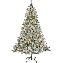 Kerst kunstboom - Imperial Pine - met sneeuw en lampjes - 210 cm - Kunstkerstboom