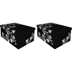 2x Opberg boxen zwart 52 x 38 cm - Opbergbox