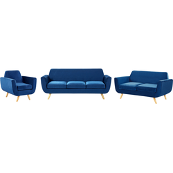 Beliani BERNES - Zitgroep-Blauw-Fluweel