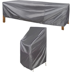 HIXA Tuintafelhoes 240x130x60cm en Tuinstoelhoes 66x66x120cm - Afdekhoes Voor Tuinmeubelen - Beschermhoes - Buiten - Overtrek