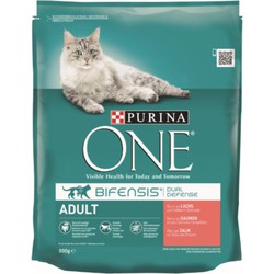 Kattenvoer one adult rijk aan zalm & volkoren granen brokjes 800 gr - Purina